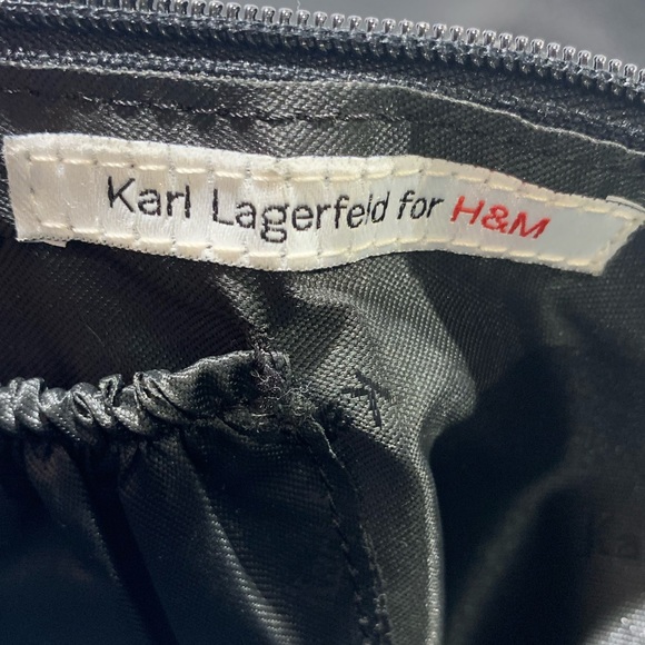 H&M x Karl Lagerfeld black leather cross body bag with silver hardware *Rare* - Picture 9 of 14